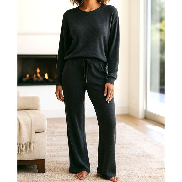 Honeydew Med 2-Piece Matching Long Sleeve Pants Super Soft Rib Lounge Pajama Set - Picture 1 of 11